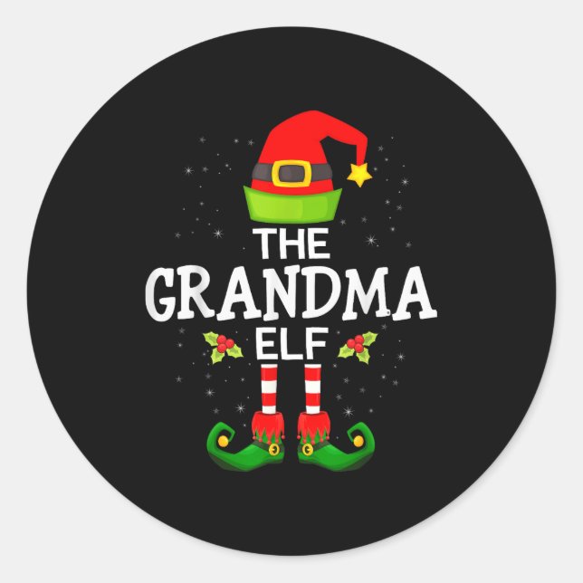 The Grandma Elf Christmas Family Matching Pajama  Runder Aufkleber (Vorderseite)