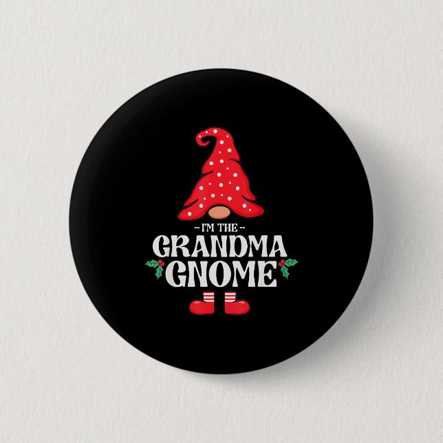 The Grandma Gnome Funny Family Matching Group Chri Button (Vorderseite)