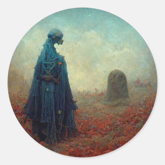 The Grave Surreal Sci-Fi Fantasy Alien Runder Aufkleber (Vorderseite)