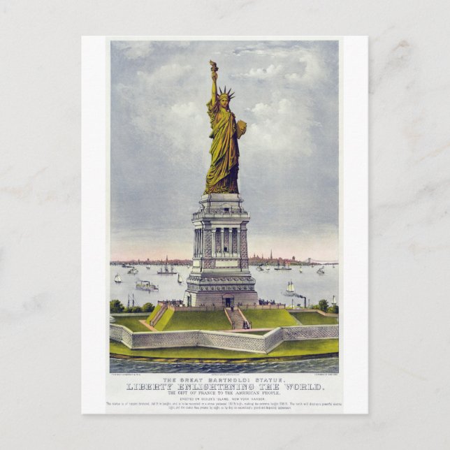 The Great Bartholdi Statue of Liberty Currie Ives Postkarte (Vorderseite)