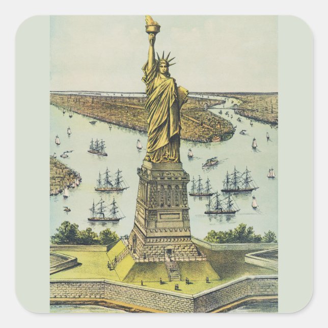 The Great Bartholdi Statue, Statue of Liberty Quadratischer Aufkleber (Vorderseite)