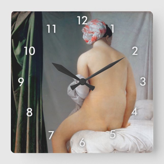 The Great Bather (Sitzfrauen), Dominique Ingres Quadratische Wanduhr (Vorderseite)