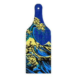 The Great Hokusai Wave in Blue Pop Art Style Schneidebrett