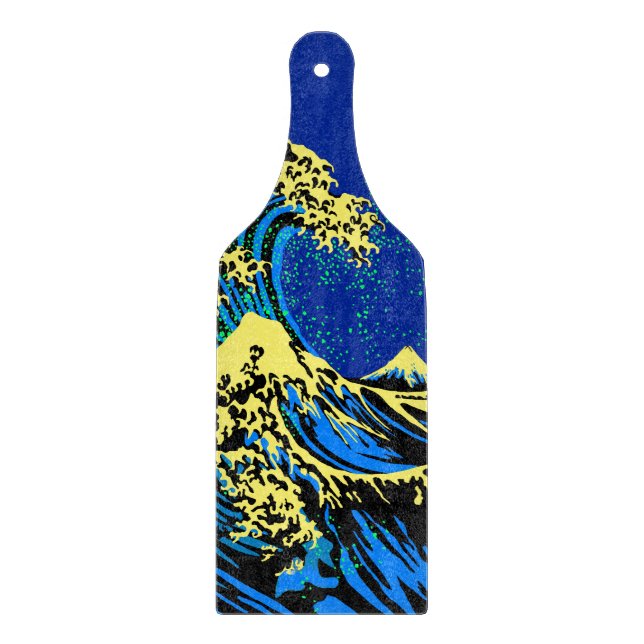 The Great Hokusai Wave in Blue Pop Art Style Schneidebrett (Vorderseite)