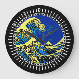 The Great Hokusai Wave in Pop Art Style Dial on a Große Wanduhr