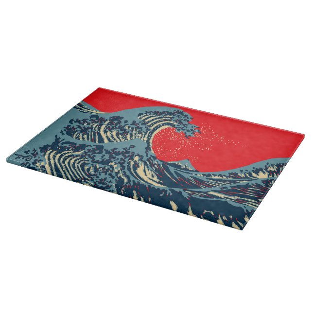 The Great Hokusai Wave in Vibrant Style Schneidebrett (Ecke)