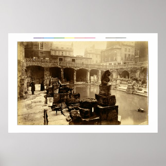 The Great Roman Bath, Bath (b/w photo) Poster (Vorne)