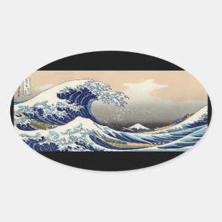 "The Great Wave"-Kopie von Hokusais ursprünglichem Ovaler Aufkleber