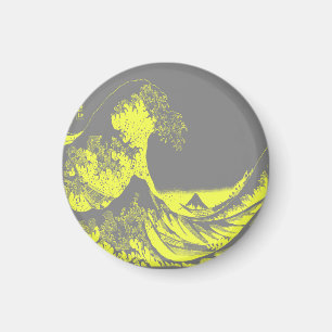 The Great Wave Magnet Gelb & Grau