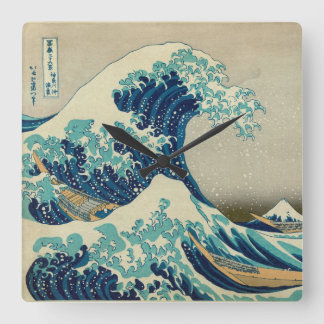 The Great Wave off Kanagawa Quadratische Wanduhr
