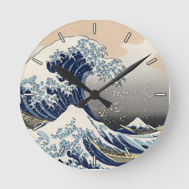 The Great Wave off Kanagawa Runde Wanduhr (Vorderseite)