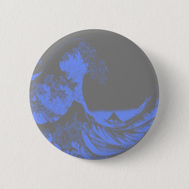 The Great Wave Seafoam Blue & Gray Button (Vorderseite)