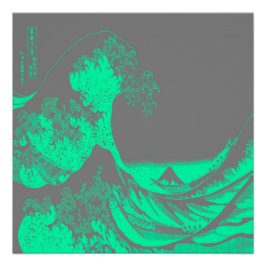 The Great Wave Seafoam Green & Gray Poster