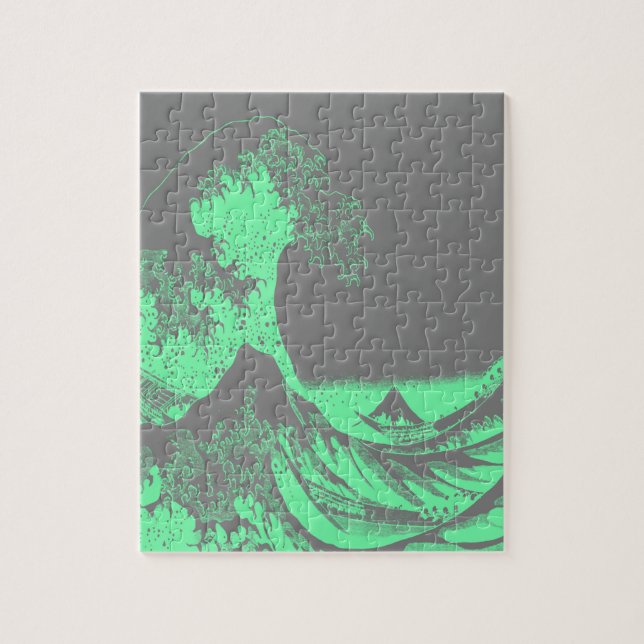 The Great Wave Seafoam Green & Grey (Vertikal)