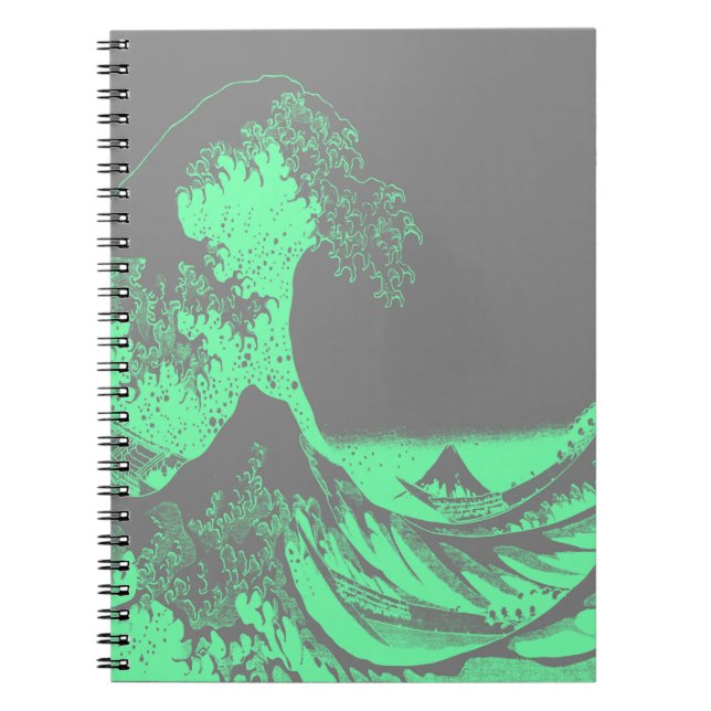 The Great Wave Seafoam Green & Grey Notizblock (Vorderseite)
