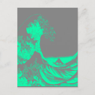The Great Wave Seafoam Green & Grey Postkarte