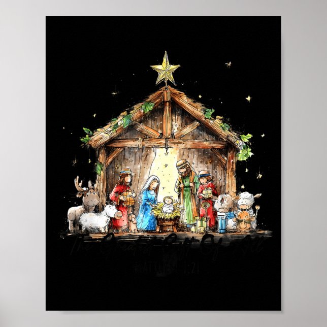 The Greatest Gift For All Christmas Nativity Jesus Poster (Vorne)