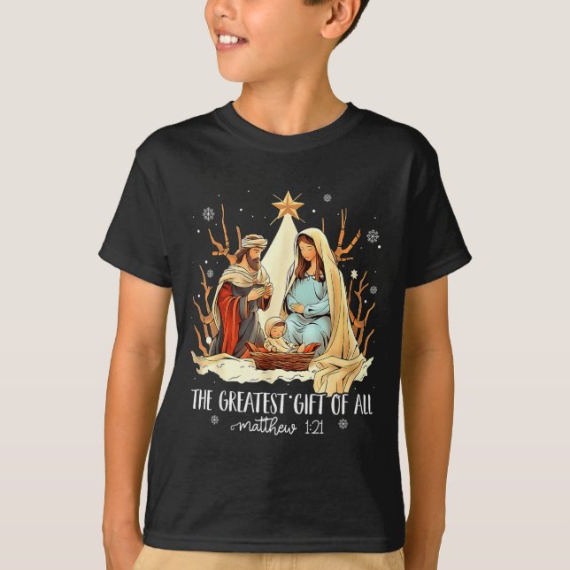 The Greatest Gift For All Christmas Nativity Jesus T-Shirt (Vorderseite)