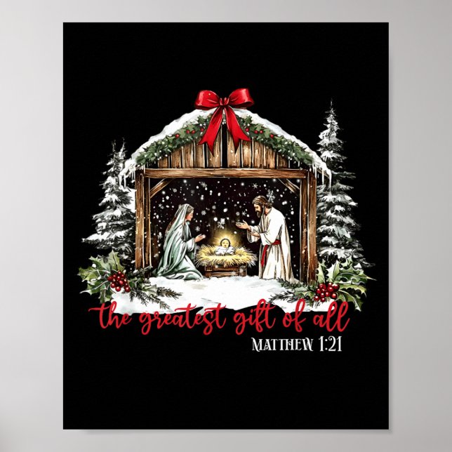 The Greatest Gift Of All Jesus Baby Christian Xmas Poster (Vorne)