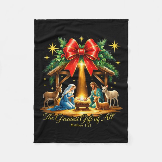 The Greatest Gift Of All Nativity Christian Christ Fleecedecke (Vorderseite)