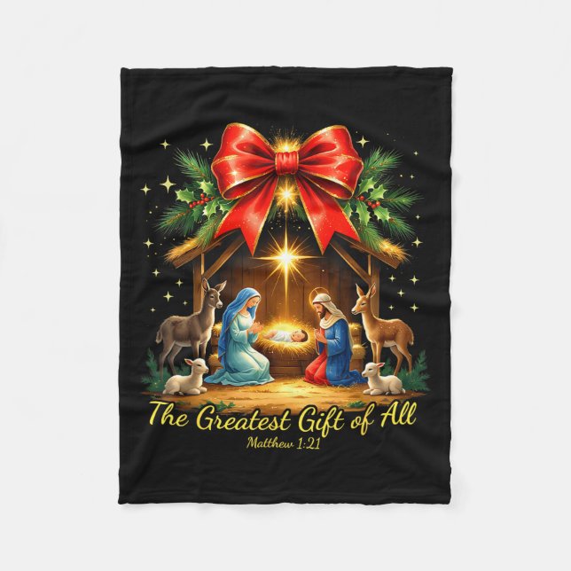 The Greatest Gift Of All Nativity Christian Christ Fleecedecke (Vorderseite)