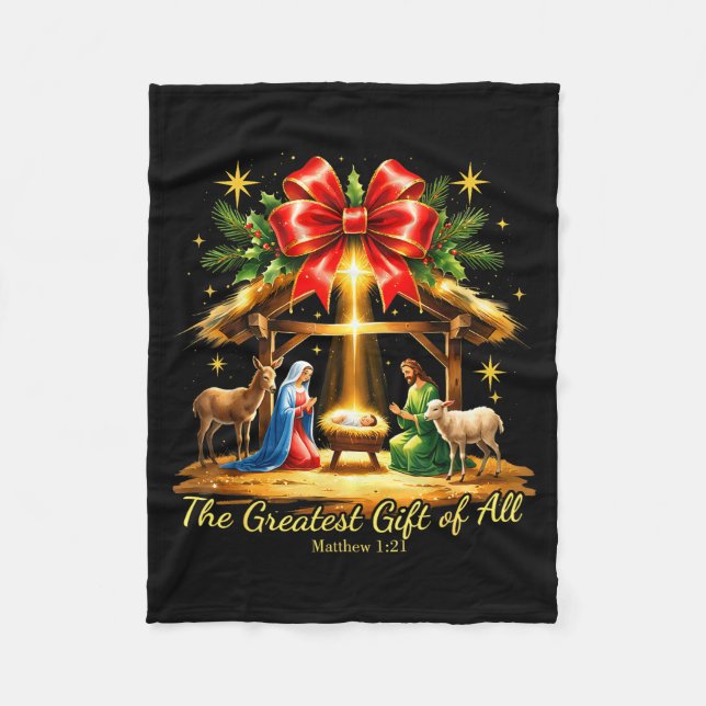 The Greatest Gift Of All Nativity Christian Christ Fleecedecke (Vorderseite)