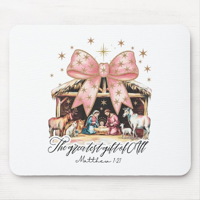 The Greatest Gift Of All Nativity Jesus Christian  Mousepad (Vorne)