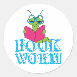 The Green Brilliant Cartoon Bookworm Runder Aufkleber
