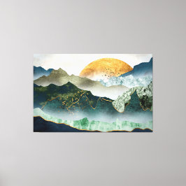The green golden mountains by sunset leinwanddruck