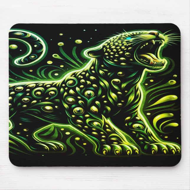 The Green Spotted Leopard On a Thick Laptop Tablet Mousepad (Vorne)