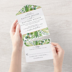 The Greenery & Gold Wedding Collection All In One Einladung