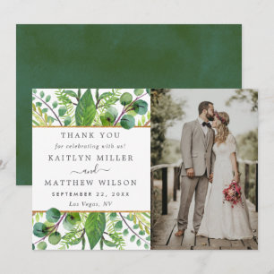 The Greenery & Gold Wedding Collection Foto Dankeskarte