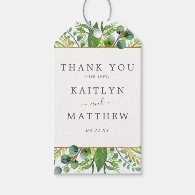 The Greenery & Gold Wedding Collection Geschenkanhänger (Vorderseite)