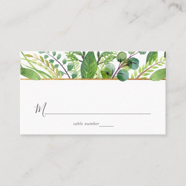 The Greenery & Gold Wedding Collection Platzkarte (Vorderseite)