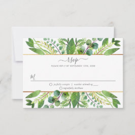 The Greenery & Gold Wedding Collection RSVP Karte
