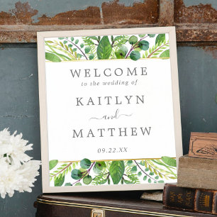 The Greenery & Gold Wedding Collection Willkommen Foliendrucke