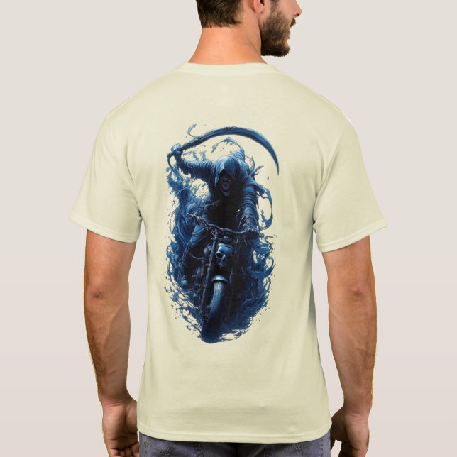 The Grim Reaper Biker on a Motorcycle T-Shirt (Rückseite)