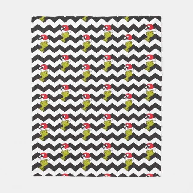 The Grinch | Black & White Holiday Chevron Pattern Fleecedecke (Vorderseite)