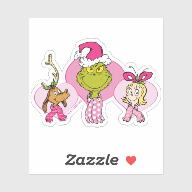 The Grinch Crew in Pink Valentine's Portrait Aufkleber (Blatt)