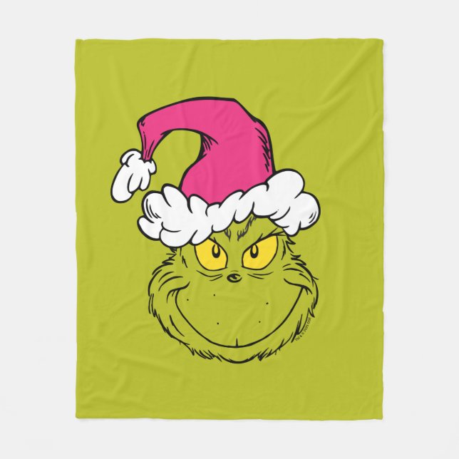 The Grinch in Pink Santa Hat Fleecedecke (Vorderseite)