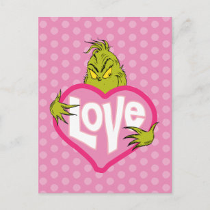 The Grinch   Love Pink Heart Postkarte