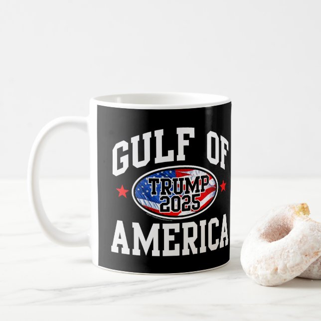 The Gulf of the USA America 2025 Donald Trump Kaffeetasse (Mit Donut)