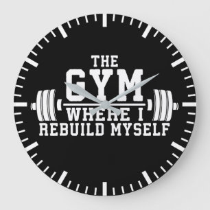 The Gym - Rebuild my self - Workout Inspiration Große Wanduhr