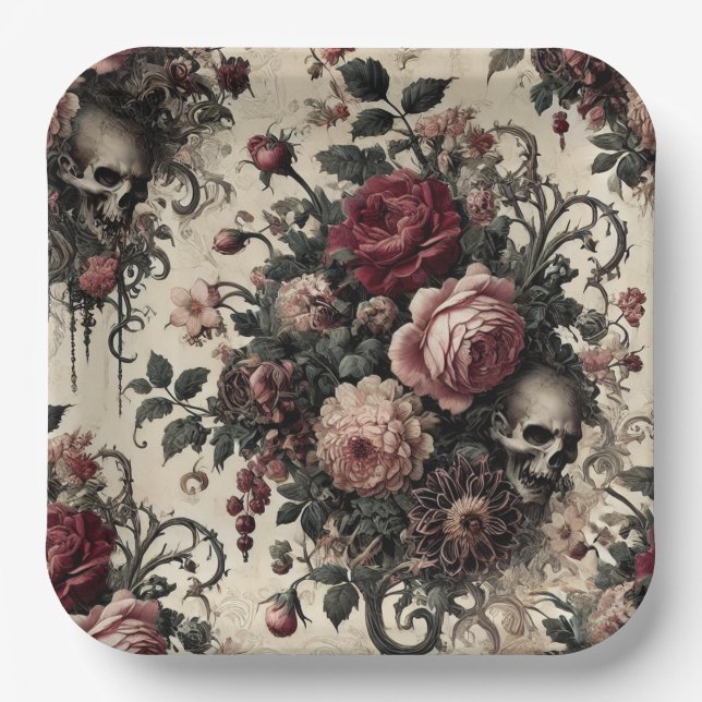 The Hanging Gardens of the Arcane – Gothic Floral  Pappteller (Vorderseite)
