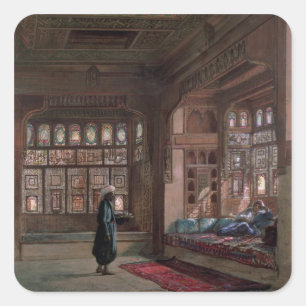 The Harem of Sheikh Sadat, Cairo, 1870 Quadratischer Aufkleber