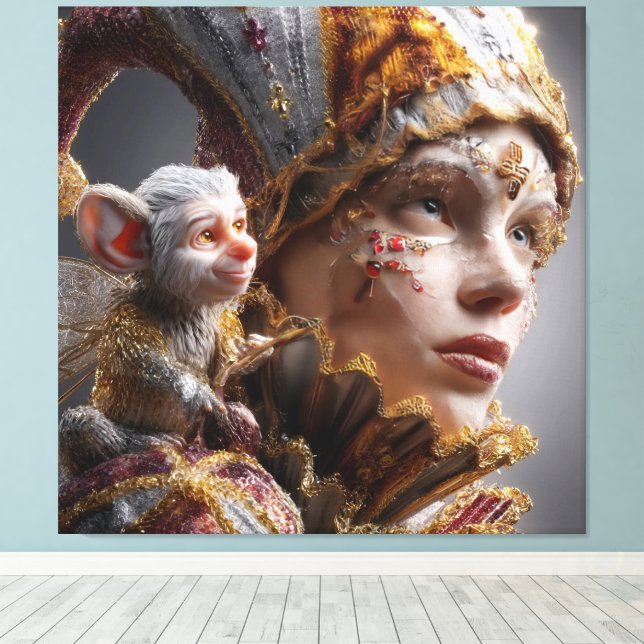 "The Harlequin Monkey with Magic Wings Leinwanddruck (Insitu (Holzboden))