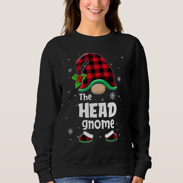 The Head Gnome Buffalo Plaid Christmas Matching Fa Sweatshirt (Vorderseite)