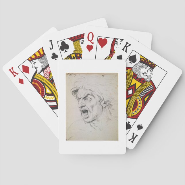 The head of a man screaming in terror, a study for spielkarten (Rückseite)
