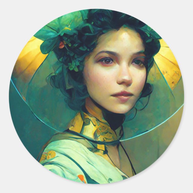 The Headdress Fantasy Sci-Fi Runder Aufkleber (Vorderseite)
