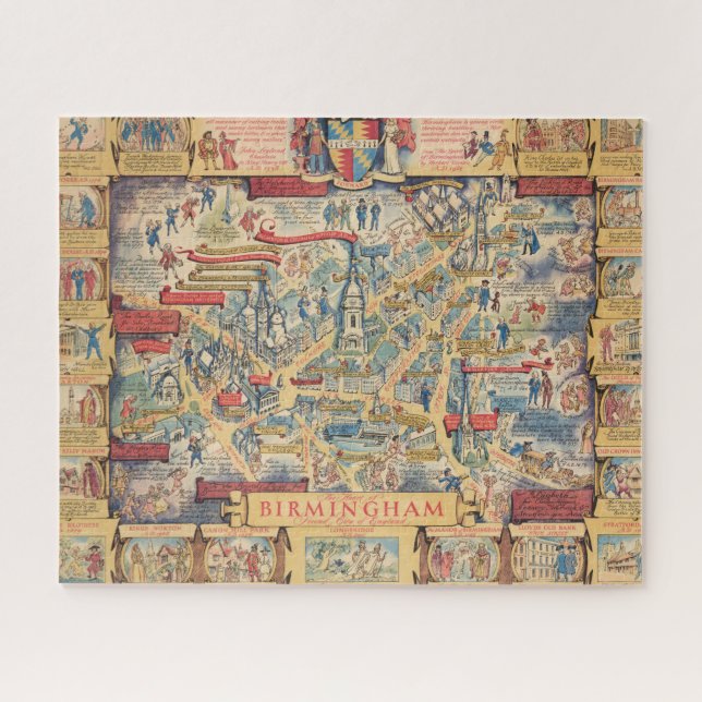 The Heart of Birmingham, England Map (Horizontal)
